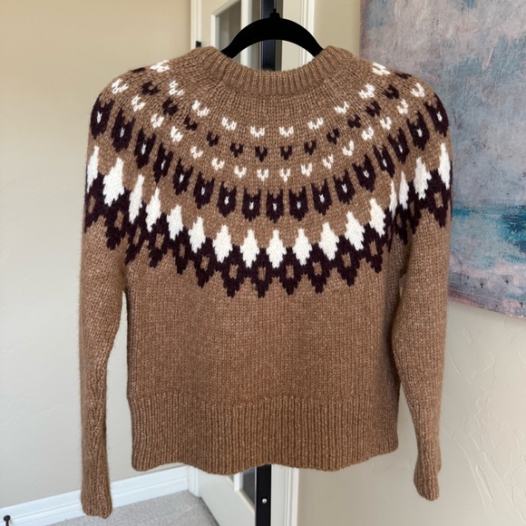 Veronica Beard Anne Fairisle Wool Alpaca Sweater Russet Brown Size Small New - Picture 4 of 7